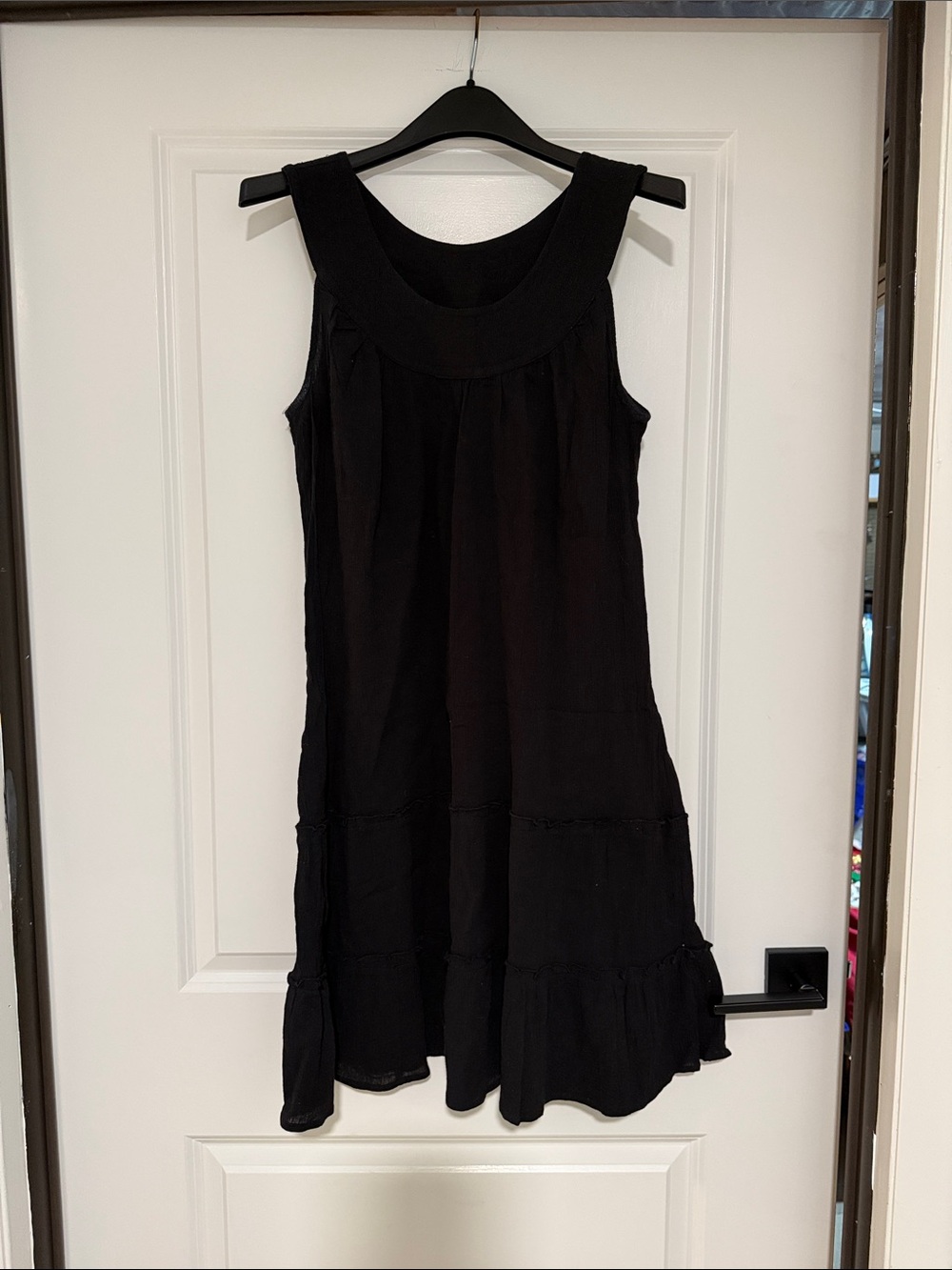 Anthony Richards Black Sleeveless Tiered Ruffle-Hem Dress
